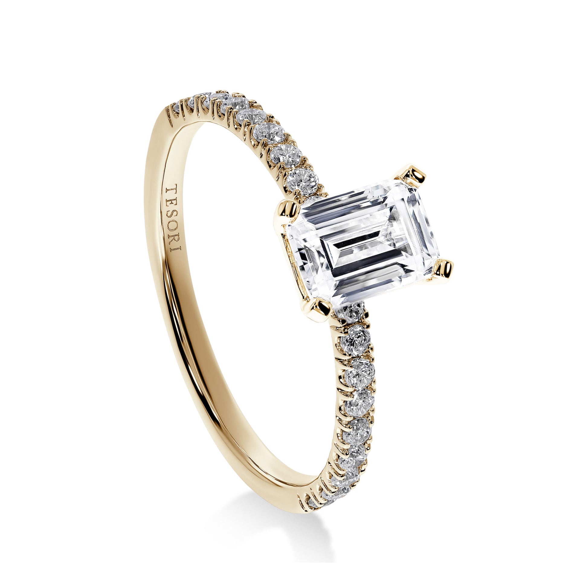 Moderna Solitaire II emerald cut forlovelsesring